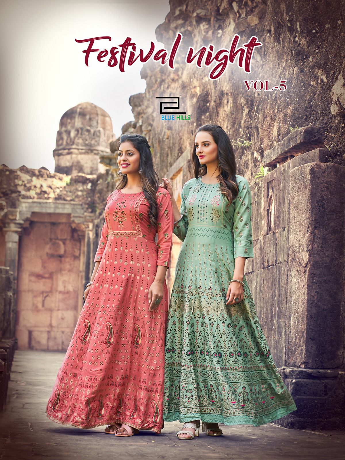 Blue Hills Festival Night Vol 5 Printed Wholesale Anarkali Kurtis Catalog